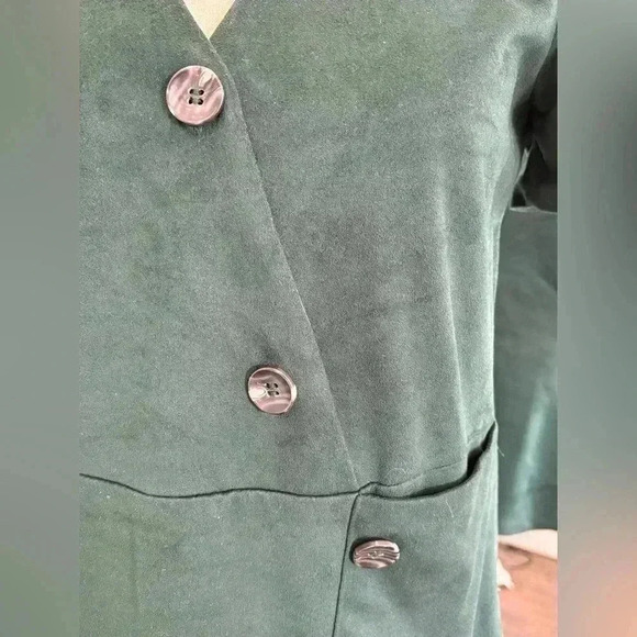 Zara Trafaluc Short Sleeve Velvet Mini Dress Women's Size M Deep Green - Picture 7 of 10